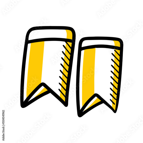 Stylized bookmark icon set featuring yellow and white designs