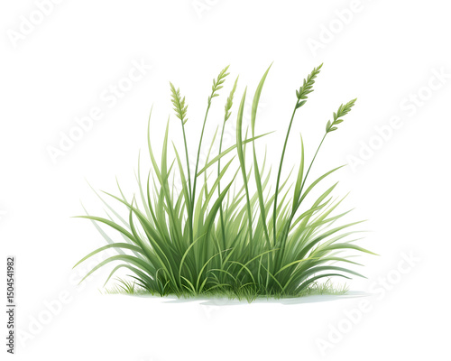 Realistic Cluster of Green Grass Blades