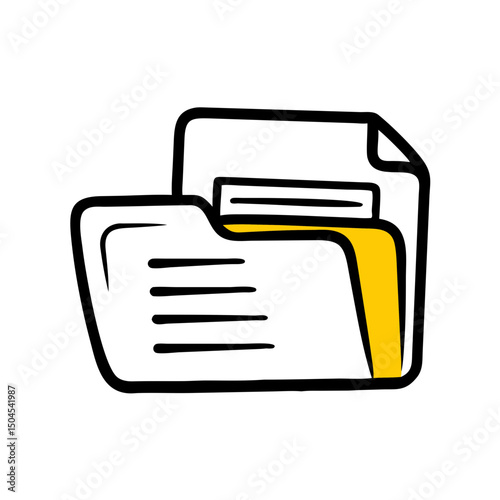 Stylized folder icon set featuring yellow highlights and a hand-drawn style