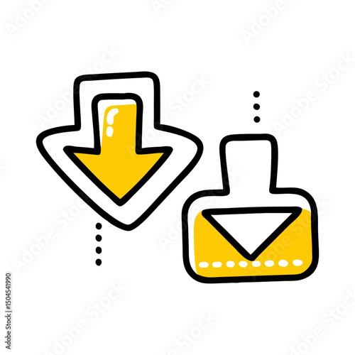 Stylized download and upload arrow icons in yellow and white colors