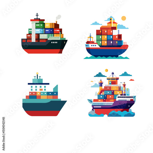 cargo ship with container ships