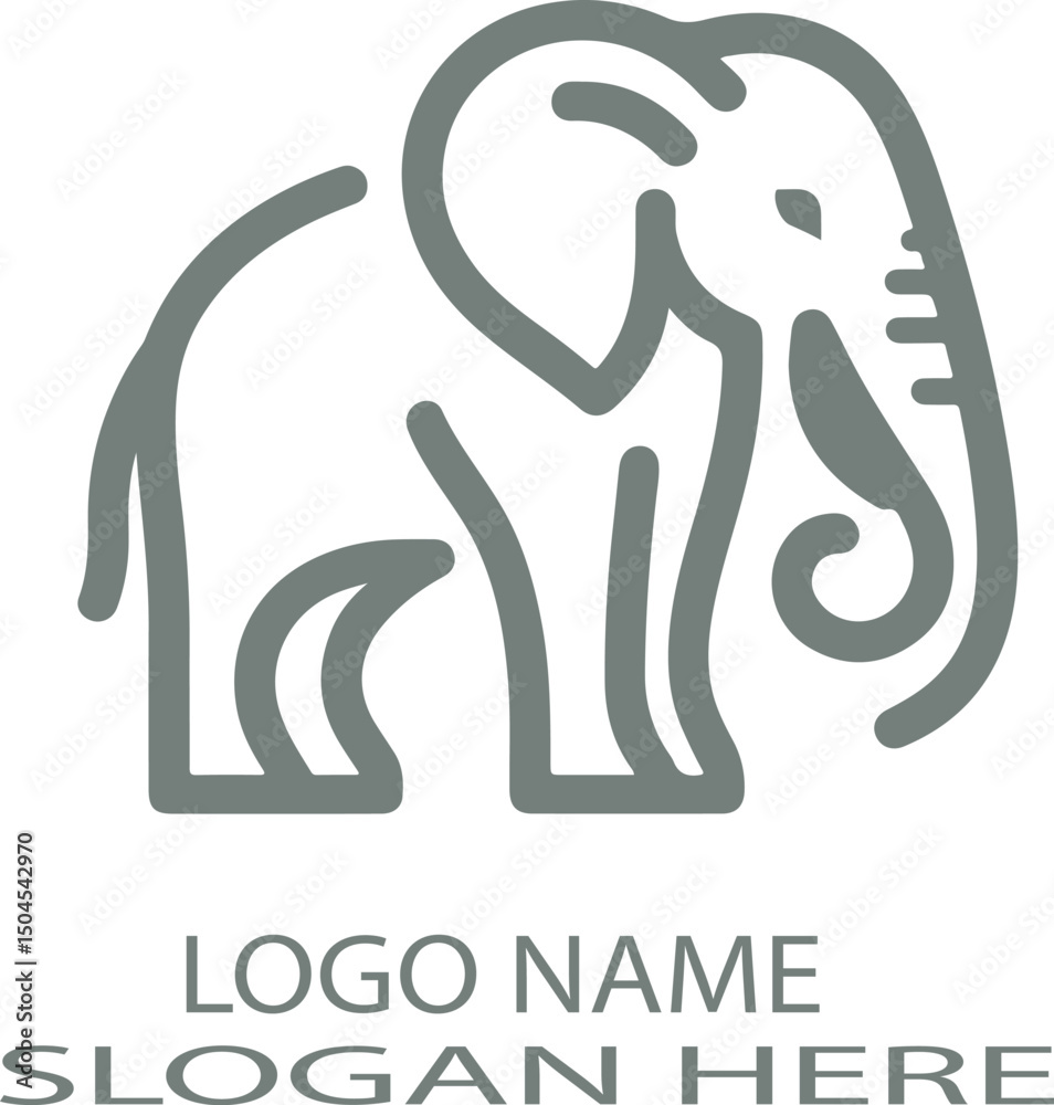 Obraz premium Minimalist Elephant Animal Logo Vector, .