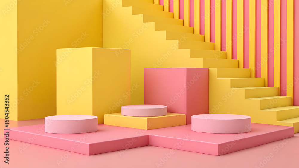 Obraz premium colorful wooden blocks illustration different shapes items 