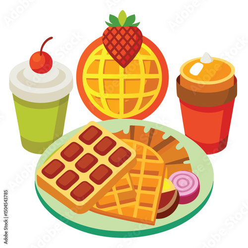 Waffles food isolated on white background