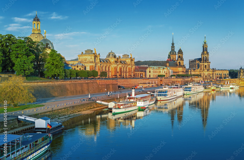 Fototapeta premium Dresden famous city. Germany city center,vcapital, second largest, city, Saxony., river, Elbe, seat, merchants, margrave, European, ag