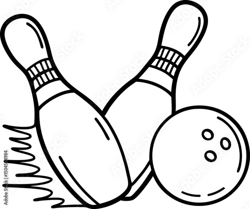 bowling illustration striking pins and ball design leisure activity, game concept