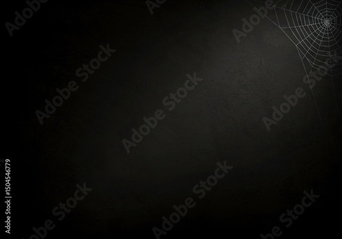 Eerie spiderweb silhouetted on dark backdrop