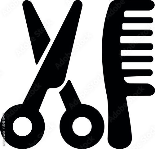 Pet grooming icon—scissors and comb silhouette