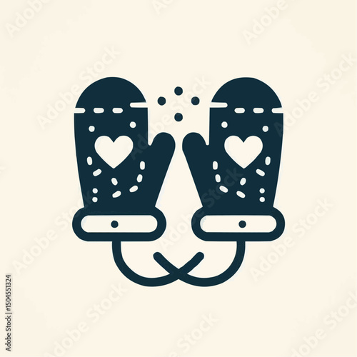 Pair of mittens with hearts on a light background for winter warmth concept