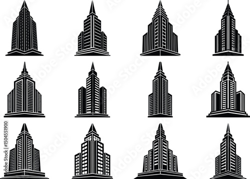 Skyscraper Building Silhouette Urban Tower Architecture Design, New York City skyline
