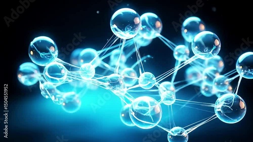 Abstract background with bubbles, water molecule, abstract molecule microbiology. Water molecule's and science concept