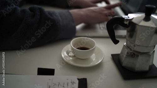 Pouring Coffee from Moka Pot — Fresh Espresso Brewing
