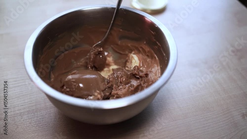 Making Cake with Condensed Milk Cream — Dessert Preparation Close-Up