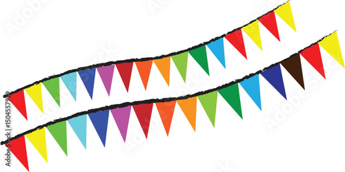 colorful triangle flaglets for fiesta isolated on white background.