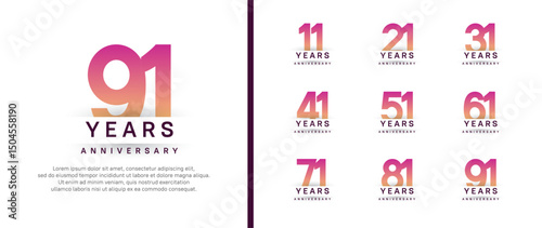 set of anniversary logo style. vector design purple color for celebration