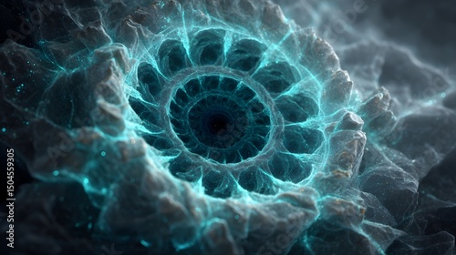 Wallpaper Mural Radiant Blue Fractal Spiral Composition – Immersive Science Visual for Generative AI Branding and Digital Wellness Campaigns Torontodigital.ca