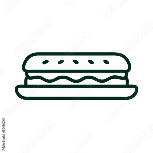 Sandwich on plate icon in minimalist black line style