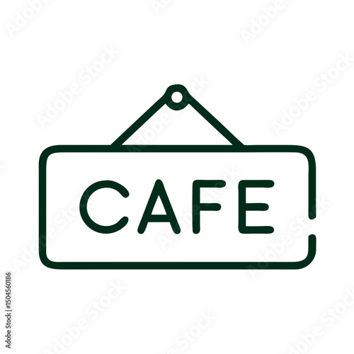 Cafe signboard icon in minimalist black line style