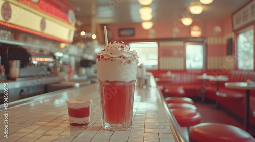 90s soda fountain scene in diner