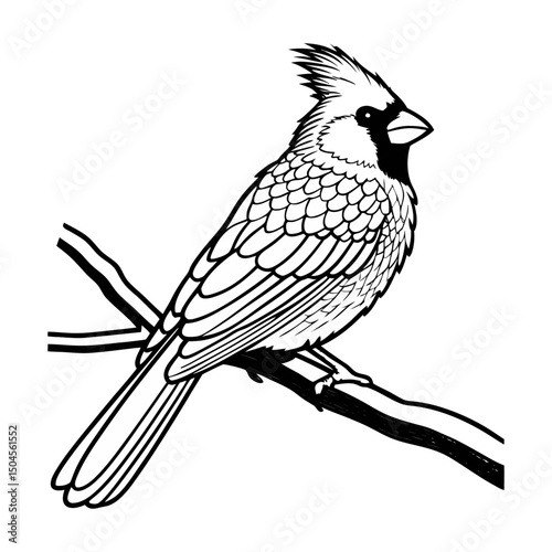 Cardinal Bird Close-Up Vector Illustration