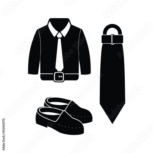 Business Accessories with Belt Tie and Shoes