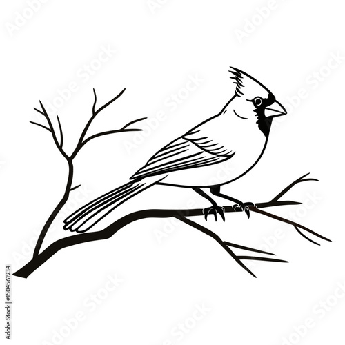 Red Cardinal Bird Art Vector Illustration