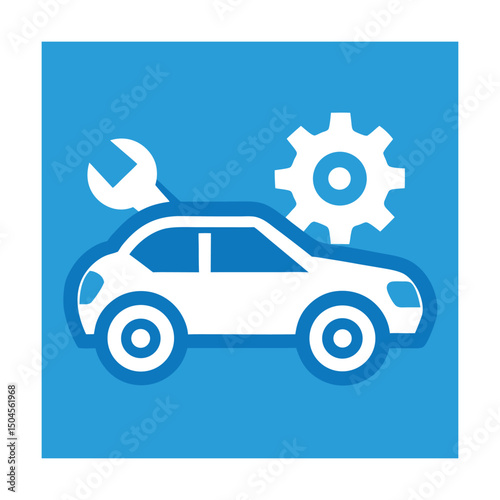 Car Repair Icon with Gear and Wrench Elements