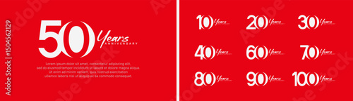 set of anniversary logo style with handwriting. vector design white color for celebration