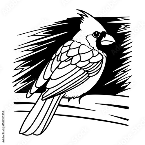 Cardinal Feather Detail Vector Illustration