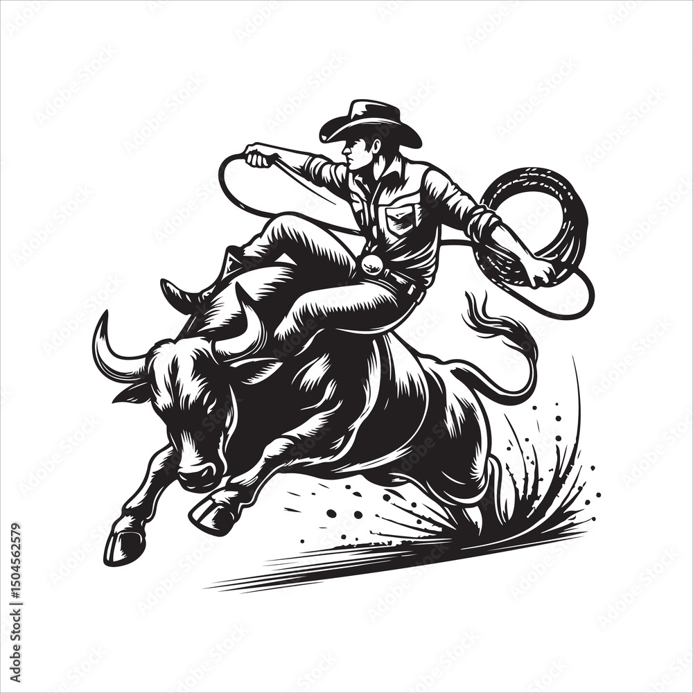 custom made wallpaper toronto digitalBull Rodeo Showdown – Cowboy Riding a Bucking Bull in Action

