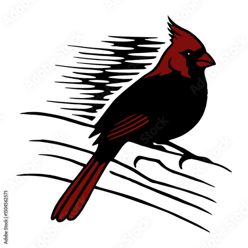 Realistic Cardinal Silhouette Vector Illustration
