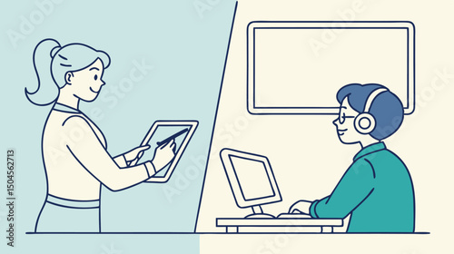Online Tutor Helping a Student via Video Call