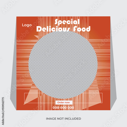 Delicious food social media post design template .