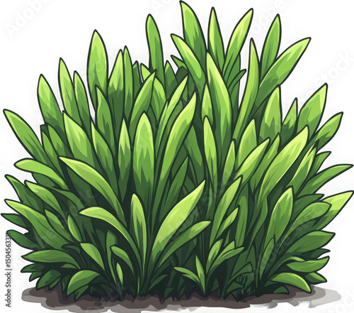 Vibrant green bush illustration for game design