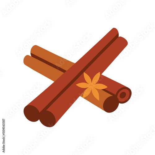 cinnamon sticks vector art illustration