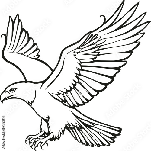 AI-Generated Flying Eagle Line Art—Stylized Vector Illustration