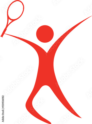 Colorful vector of a male tennis player in dynamic action pose with racquet