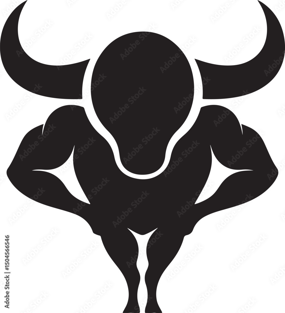Obraz premium vector illustration of a bull Silhouette
