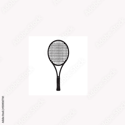 Black and White Tennis Racket Illustration – Sports Equipment and Gear