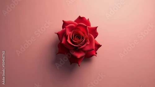 Beautiful red rose on soft background showcasing natural elegance and intricate details of petals in close view