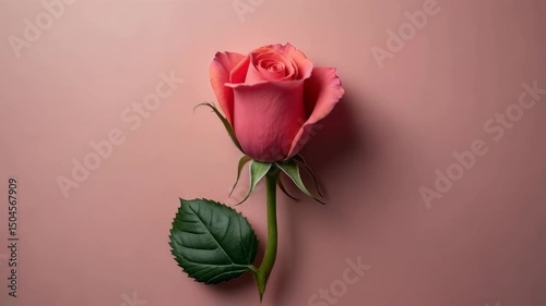 Beautiful red rose on soft background showcasing natural elegance and intricate details of petals in close view