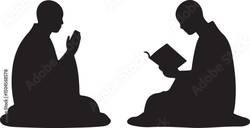 Islamic Prayer vector silhouette