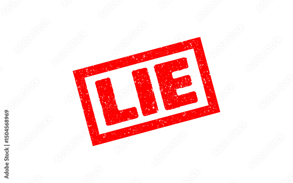 Lie red ink rubber stamp seal on transparent background sign symbol grunge effect vector illustration graphic resource design wrong false fake denied rejected tag vignette