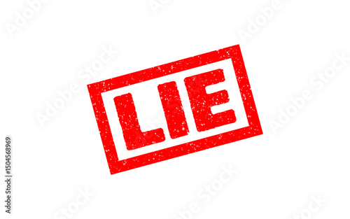 Lie red ink rubber stamp seal on transparent background sign symbol grunge effect vector illustration graphic resource design wrong false fake denied rejected tag vignette