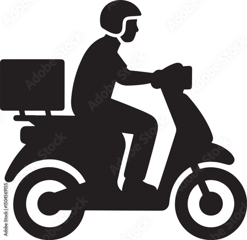 silhouette of a man riding a scooter