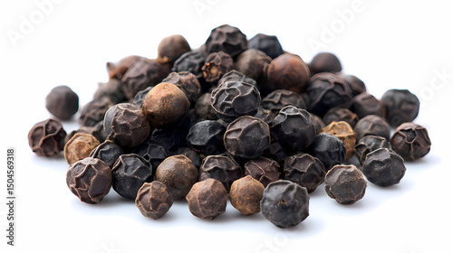Watercolor Illustration of Whole Black Peppercorns – Spicy Seasoning on White Background

