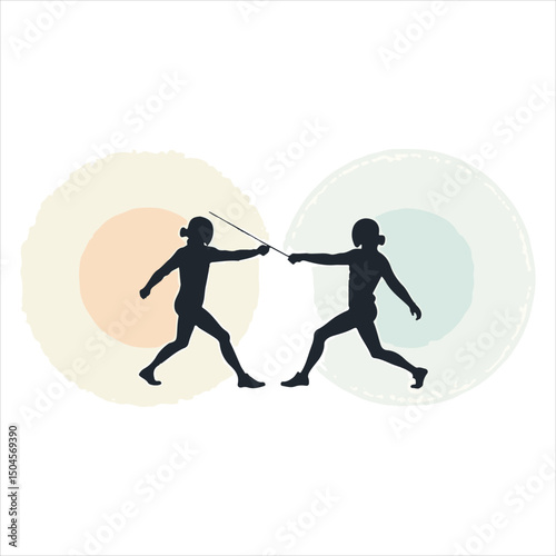 Fencer in complete body silhouette