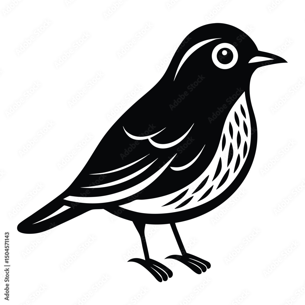 Fototapeta premium Bird icon, silhouette, black and white logo on white background