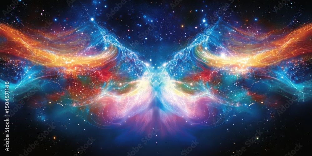Fototapeta premium Vibrant Cosmic Swirl with Glowing Nebula and Stars in Space