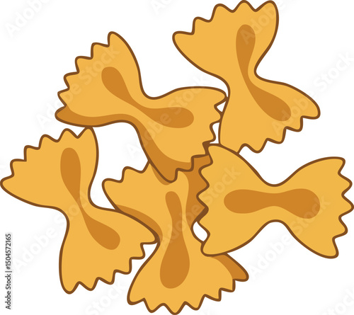Bow tie pasta illustration in simple style isolated on white background vector food graphic design 
